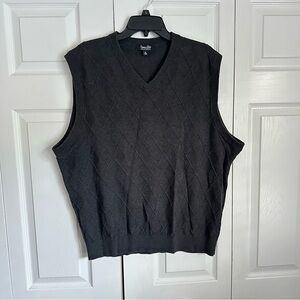 Cypress Links Sweater Vest Mens XL Gray Diamond Argyle V Neck Knit Golf Grandpa